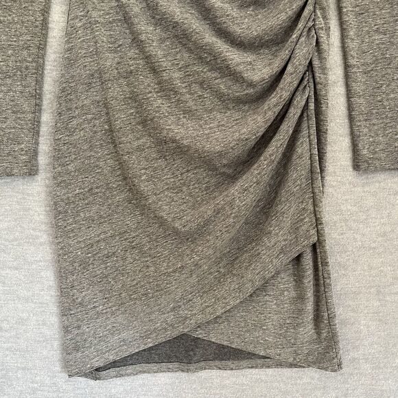 Leith Asymmetric Ruched Dress Womens Small Gray Minimalist Capsule Fitted Crew - Picture 4 of 10